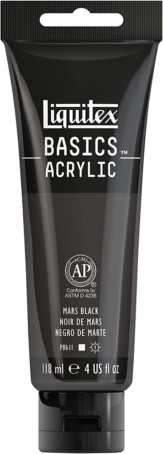 Liquitex BASICS Acrylic Paint, 250ml (8.5-oz) Tube, Titanium White & BASICS Acrylic Paint, 118ml (4-oz) Tube, Mars Black - Image 5